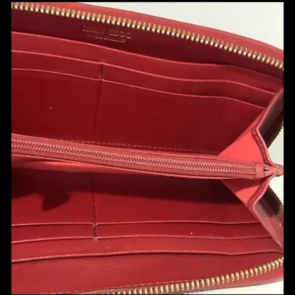 Authentic Jimmy Choo RED Long Zip Around Large Leather Wallet Made In Italy - Picture 8 of 14
